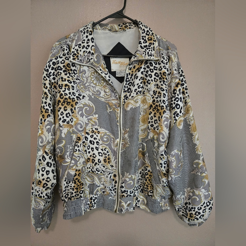 EastWest Silks Small silk/polyester zip-up jacket
